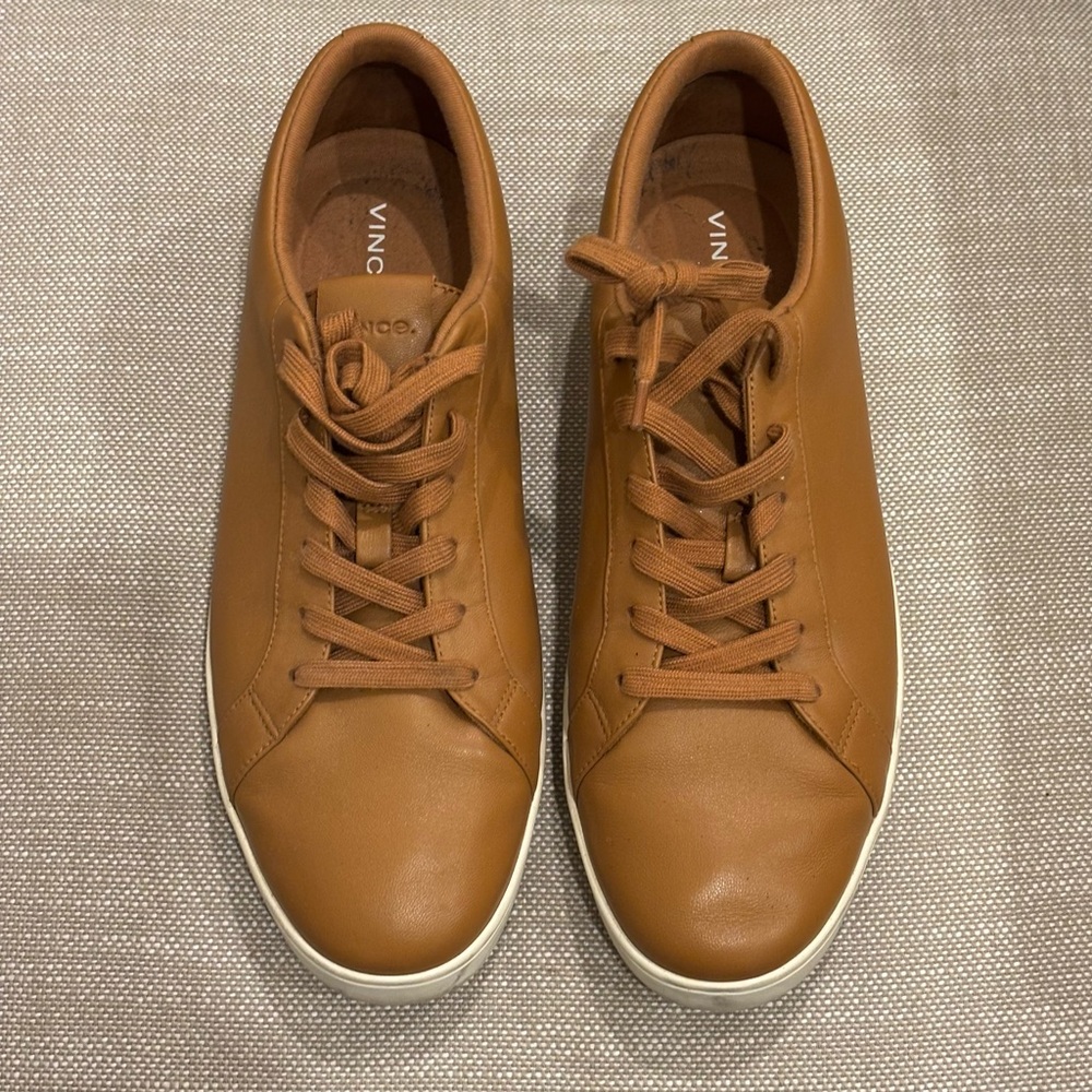 Vince Men's Brown Leather Sneakers Size 10